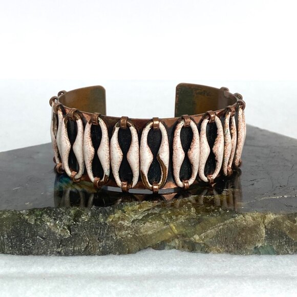 Vintage Matisse-Renoir Copper Anodized “Espana” Wide Cuff Bracelet 6.5" - Picture 11 of 16